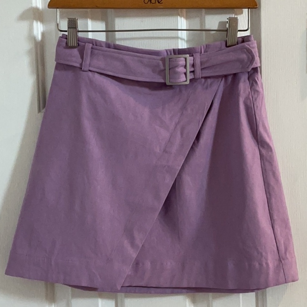 Maeve Anthropologie Lavender Wrap Mini Skirt with Belt